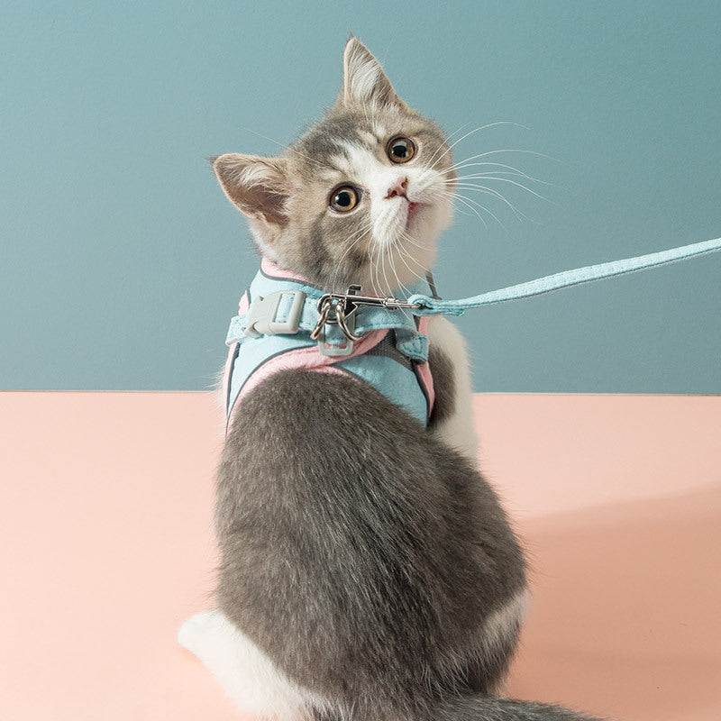Kedi Çekiş Halatı Göğüs Kayışı Evcil Hayvanların Serbest Kalmasını Önlemek İçin Kedi Kayışı
